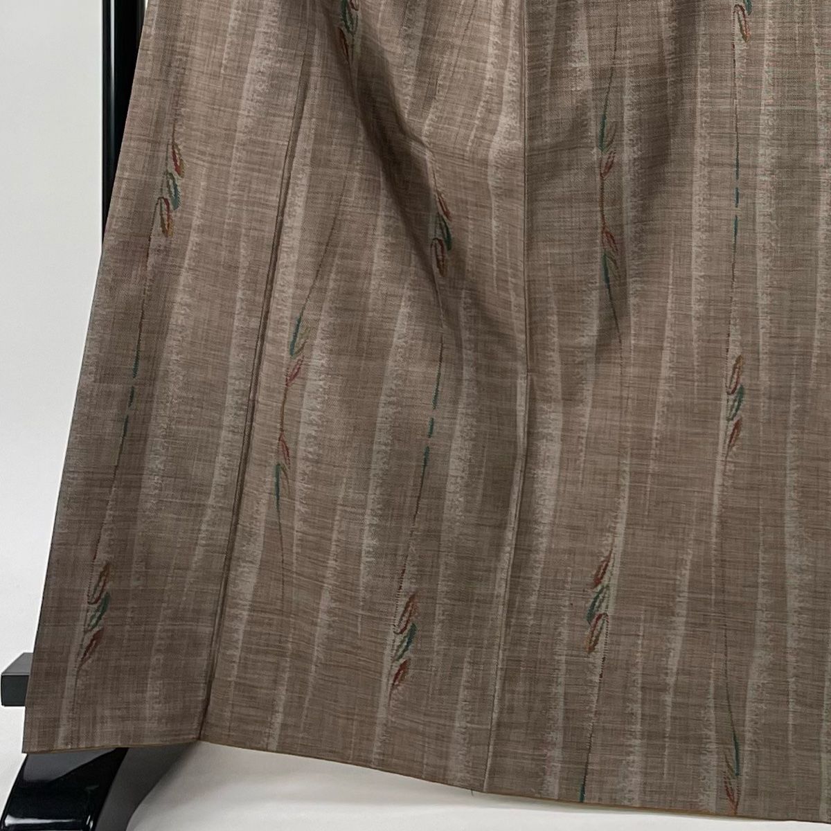 紬 身丈166cm 裄丈69cm L 袷 名古屋帯セット ますいわ屋 葉 幾何学 焦  