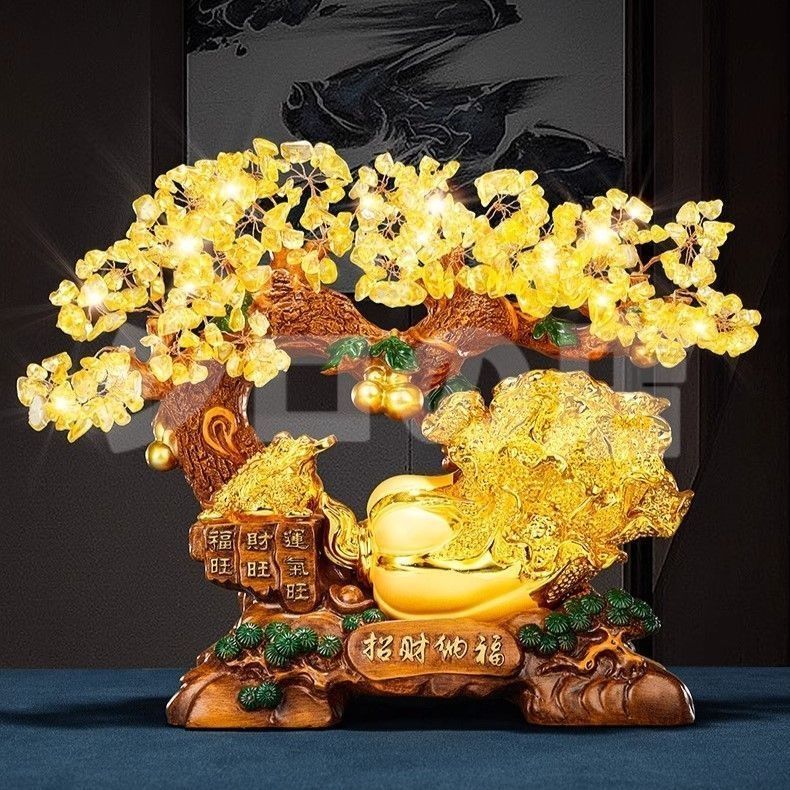金のなる木 白菜 蛙 カエル 招財樹 富 繁栄 樹脂素材 玄関 リビング 風水 縁起物 贈り物 プレゼント 感 運 開運 商売繁盛 黄金 オブジェ 置物 インテリア クリスタルツリー