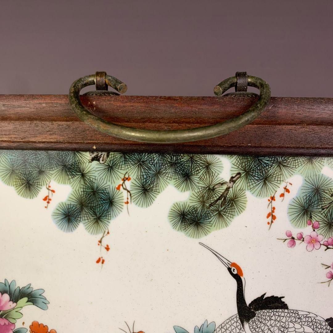 景徳鎮 粉彩六鶴同春図 陶板画 応接間玄関 茶室 書斎 装飾品 工芸品 置物 景徳鎮 粉彩六鶴同春図 陶板画 掛飾 装飾品 工芸品 美術品 置物