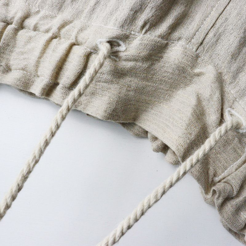 ユルタオ YURTAO ラメライン リネンコットン混 イージーワイドパンツ  