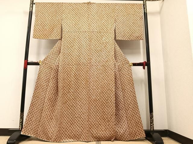 平和屋着物○大変加工の良い総絞り小紋 正絹 逸品 AABA1308ph