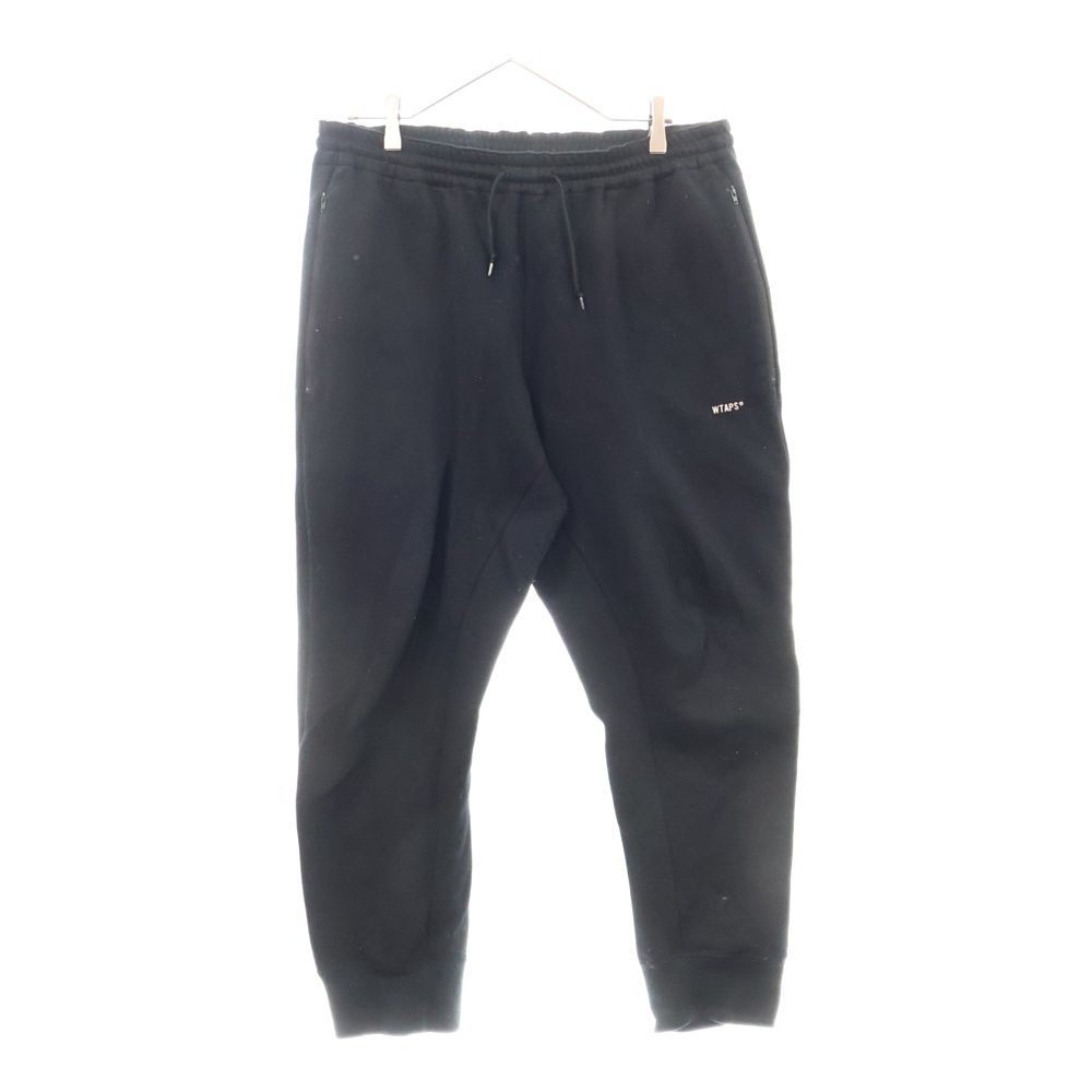 WTAPS (ダブルタップス) 19AW DEALER TROUSERS ディーラー ボンディングスウェット ドローストリング サイドラバーロゴトラウザーイージーパンツ ブラック 192ATDT-CSM20