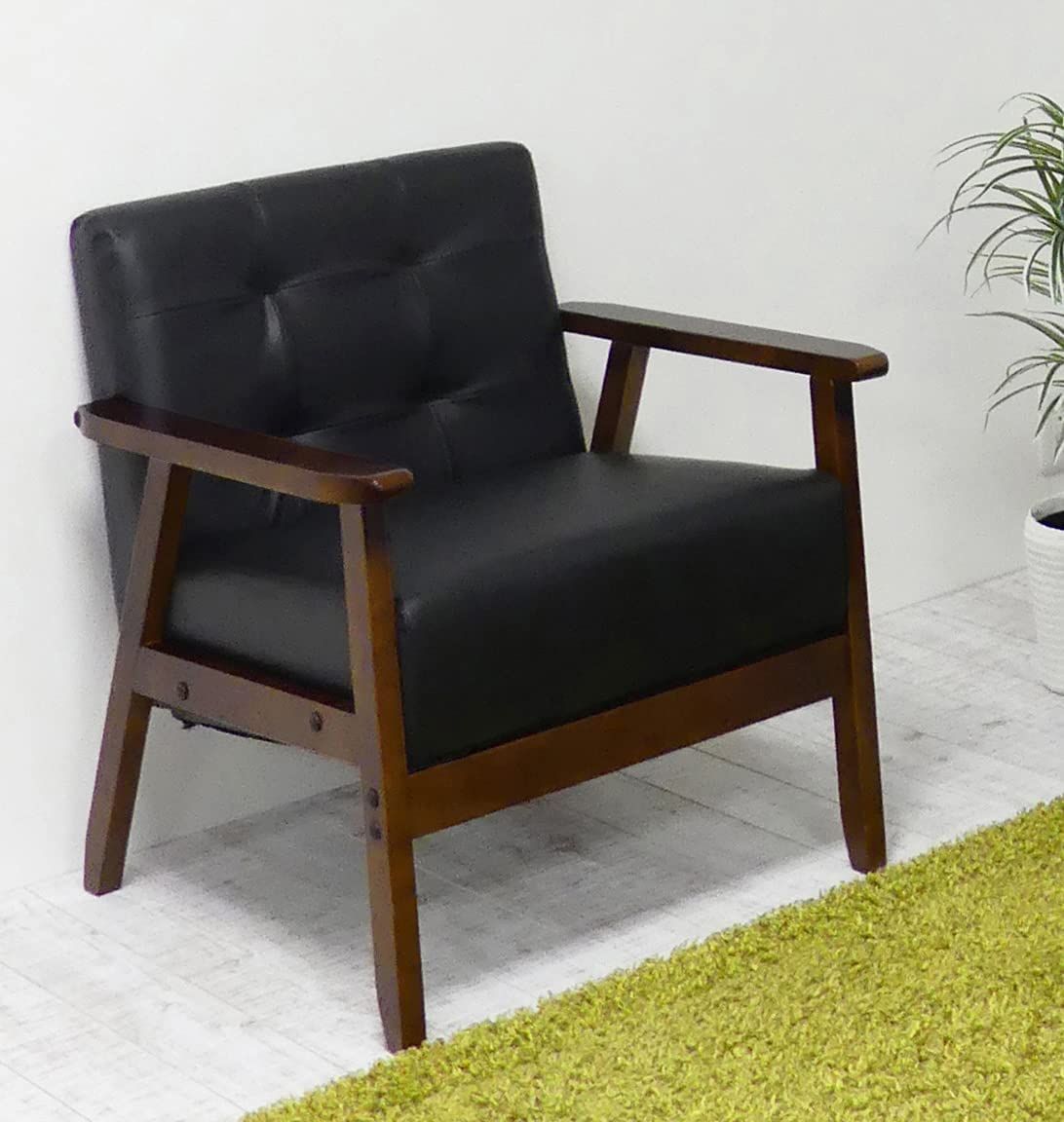 新着商品 おしゃれ シンプル 1人用 一人掛け ブラック ソファ 合皮 クロシオ レトロ