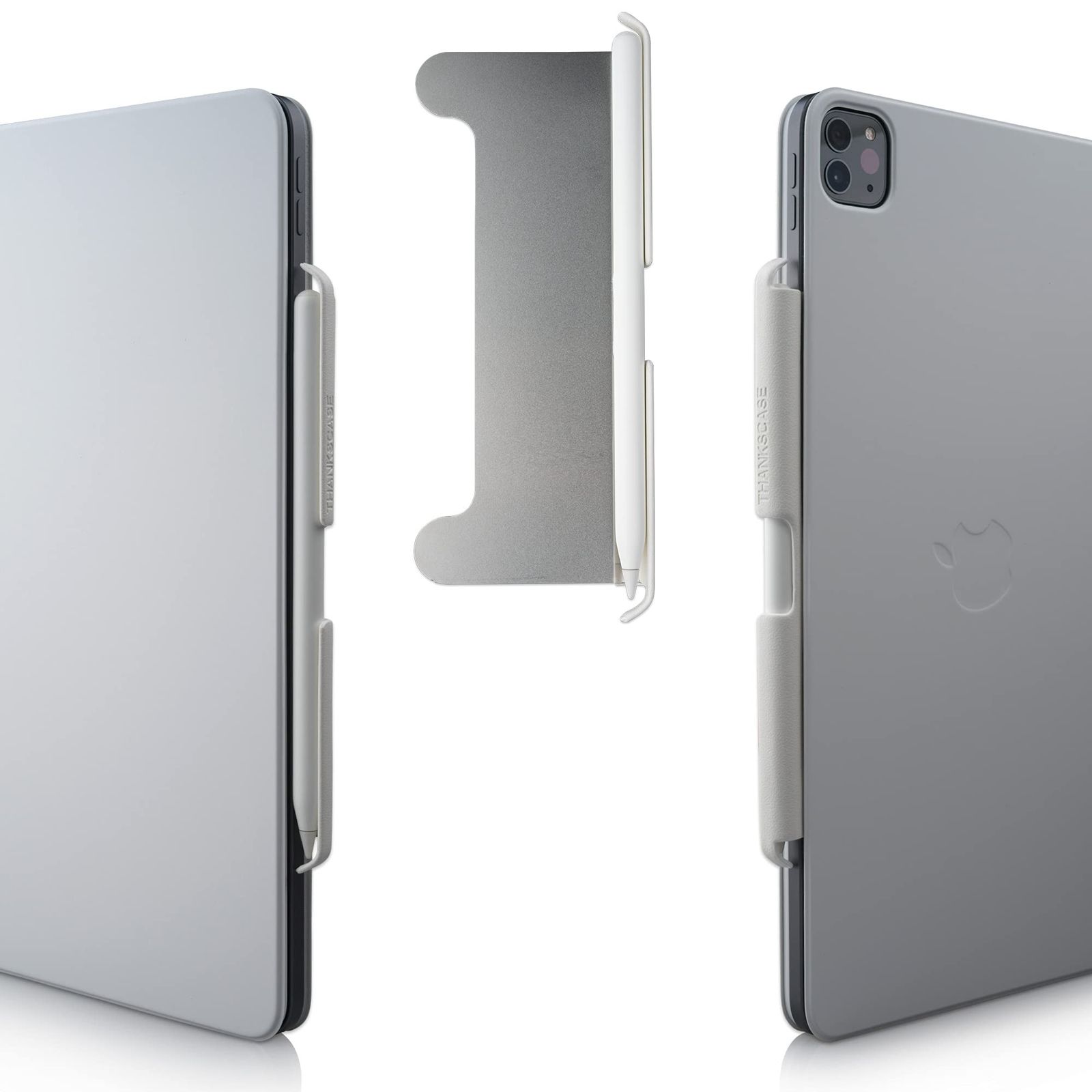 Thankscase マジックホルダー Apple Pencil 2対応 魔法のキーボードとキーボードフォリオと併用 手作りの超薄型鋼板+レザー 鉛筆が落ちるのを止める (ホワイトレザー [ホワイトレザー] [for Apple Penci