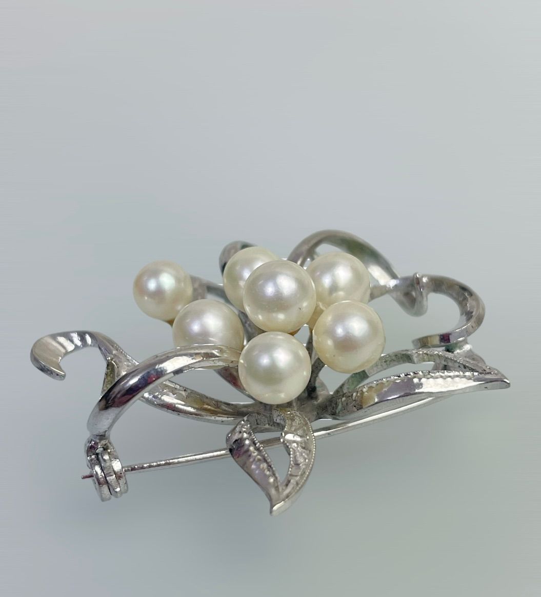 あこや真珠 パール シルバーブローチ 5.4mm-5.8mm 7粒 silver