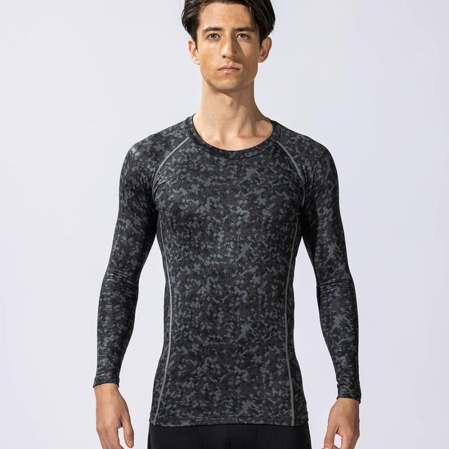 おたふく手袋 冬用インナー 長袖 丸首 保温 起毛 コンプレッション 吸汗速乾 メンズ JW-174 迷彩 L 5枚組