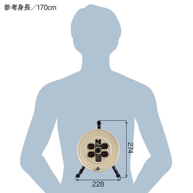  ハタヤ HATAYA コードリール 小型 コンパクト 屋内用 100 V型 コード10 m 太さ2 0㎟ 標準型 接地付 温度センサー内蔵 電線溶解防止機能 コンセント コンセント防塵シャッター 家庭用 工場用 建設現場 軽作業 JSリール JS 10 コードリール 延長コード 電動工具 エア工具