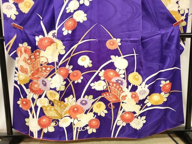 平和屋着物□豪華振袖 駒刺繍 花蝶文 金彩 正絹 逸品 CAAV4178in
