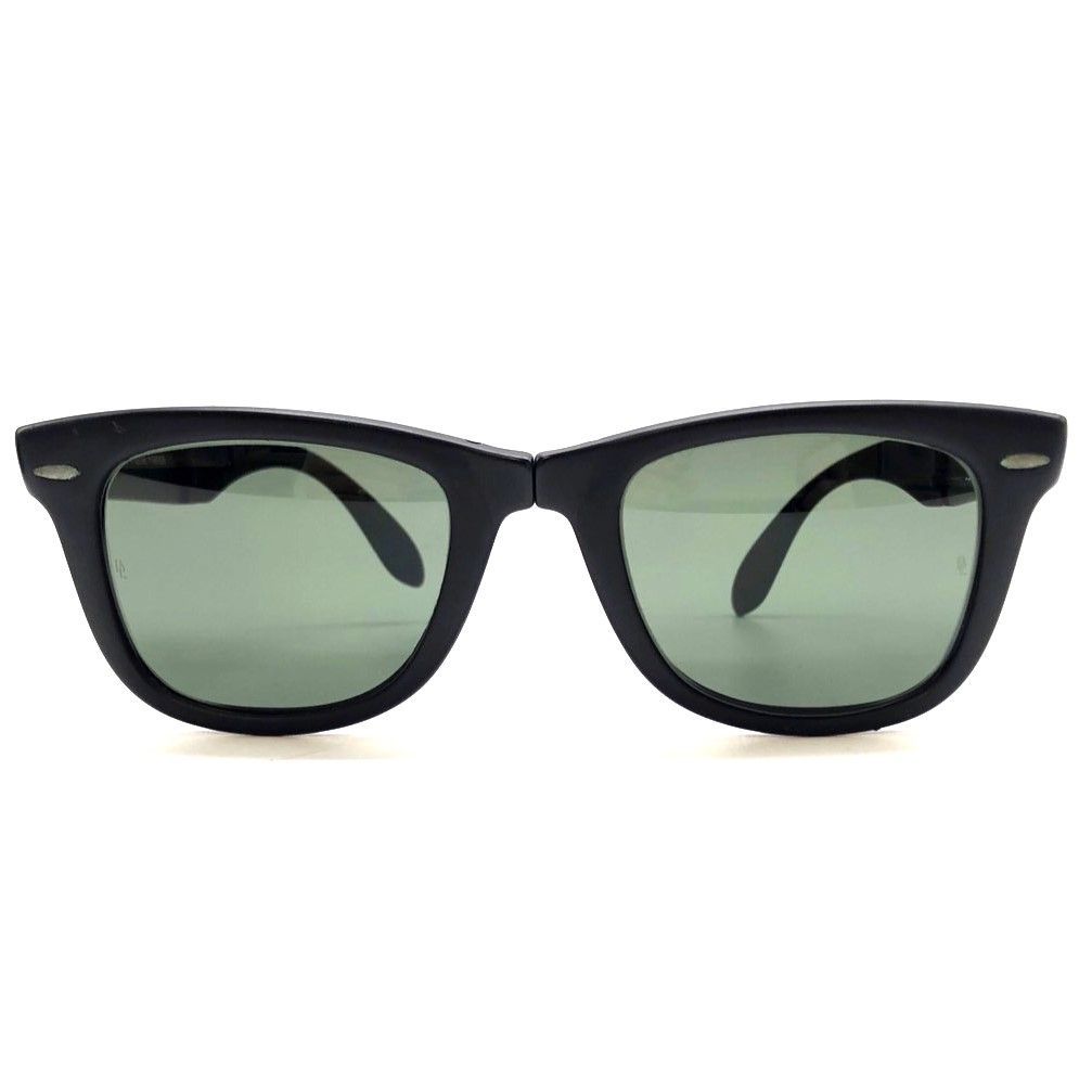 Ray Ban レイバン90 s B-L ボシュロム製 フレームフランス FOLDING WAYFA RER 折りたたみ サングラス ブラック グリーンレンズ ケース付き 品 006339