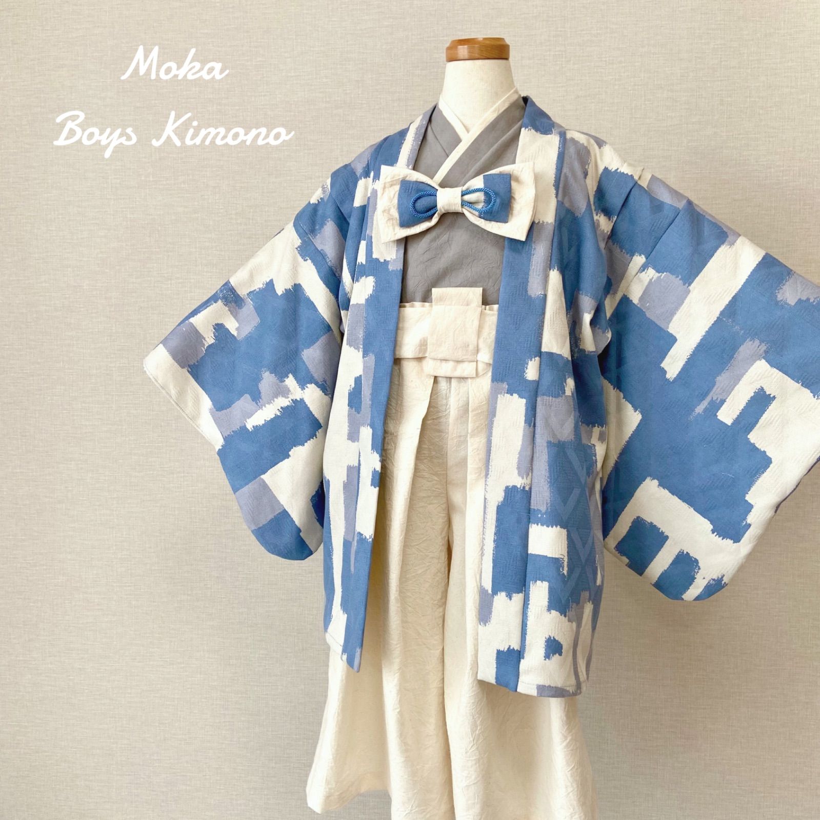 七五三 5歳 男の子 羽織袴セット ランダム シルバー ハンドメイド 和服