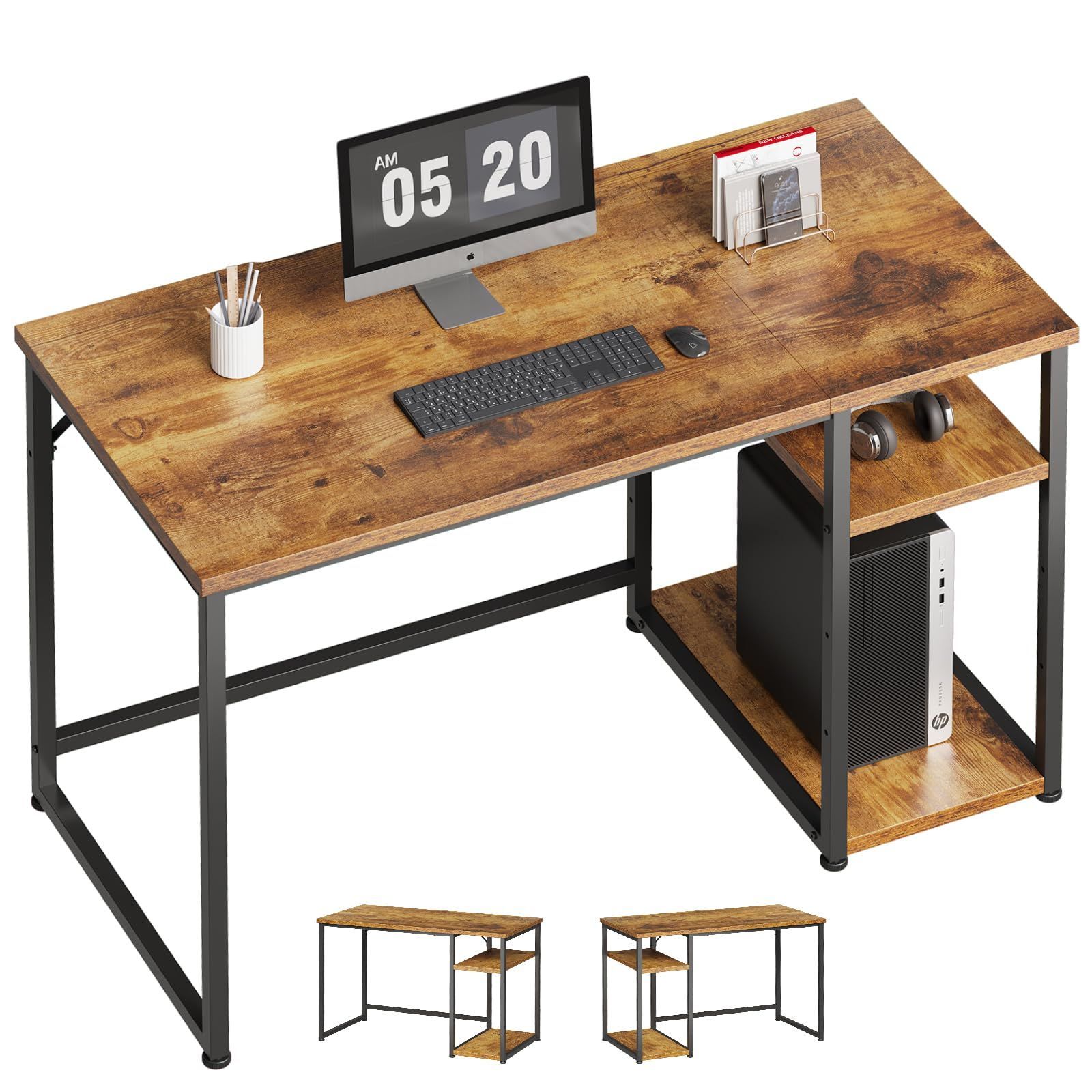 数量 ゲーミングデスク 子 ラック付き カウンターテーブル pcデスク 勉強机 家具 机 table 幅120*奥行55cm パソコンデスク ビンテージ SZ122LHM Maihail ビンテージ