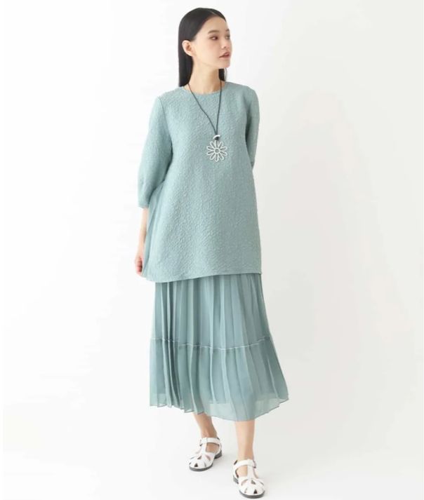 ヒロコビス ふくれジャカードプリーツジョイントチュニック