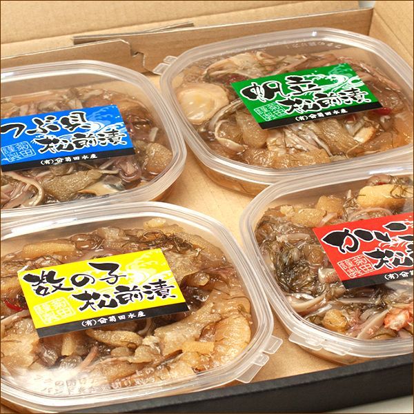 北海道 松前漬け4種セット (数の子/ホタテ/ツブ/カニ/冷凍) ご飯のお供 北海道産 松前漬 海鮮松前漬け 郷土料理 北海道 函館 お中元 ギフト 贈り物 お祝い 内祝い プレゼント ご自宅用 ご家庭用 お家用 北海道直送 グルメ お取り寄せ