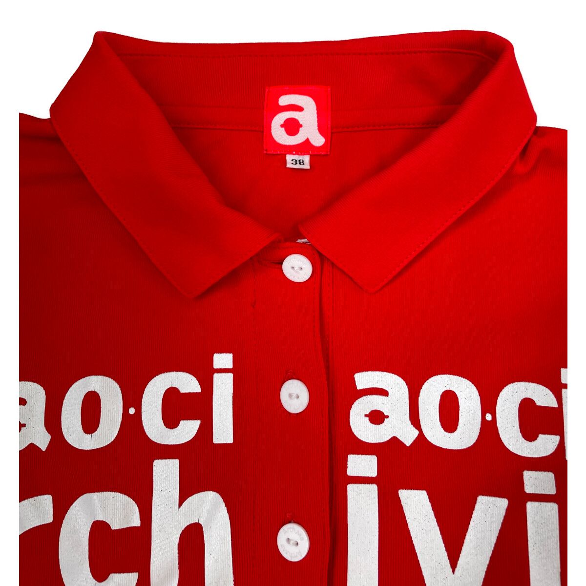 archivio - coco 中古 アルチビオ archivio レディース 半袖ポロシャツ 38(M) 赤 レッド  サイドロゴ入り archivio - coco 中古 アルチビオ archivio レディース 半袖