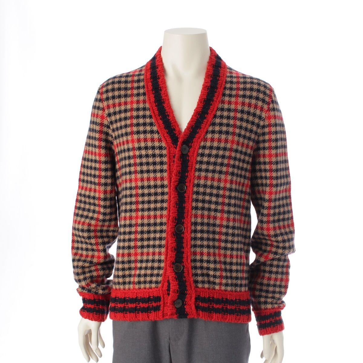 GUCCI グッチ チェック 千鳥格好 ニット カーディガン GUCCI グッチ チェック 千鳥格好 ニット カーディガン