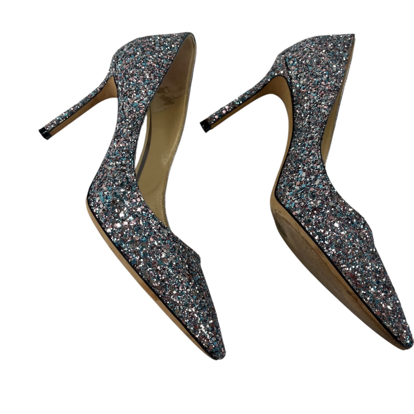 美品 ジミーチュウ JIMMY CHOO グリッター パンプス ヒール 38、25cm