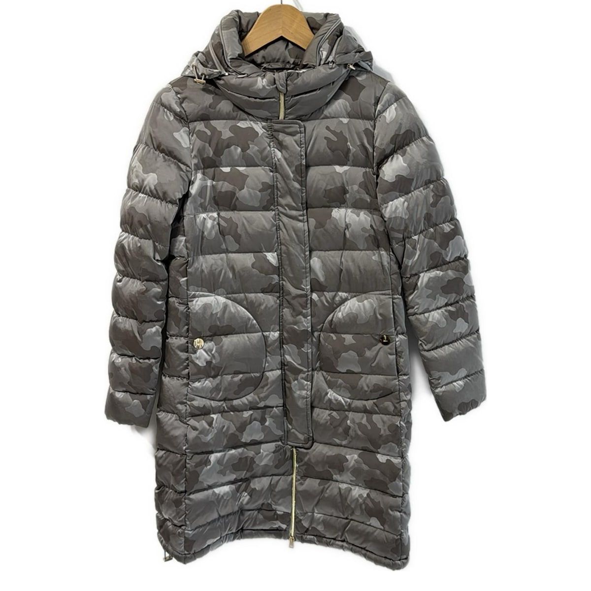 HERNO ヘルノ ダウンコート サイズ42 M レディース - ベージュ×ライトグレー 長袖|迷彩柄|冬