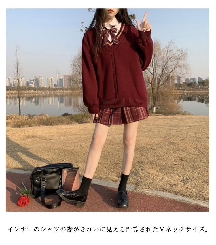 ケーブル編み ゆったり 無地 学生 ニット 女子 セーター