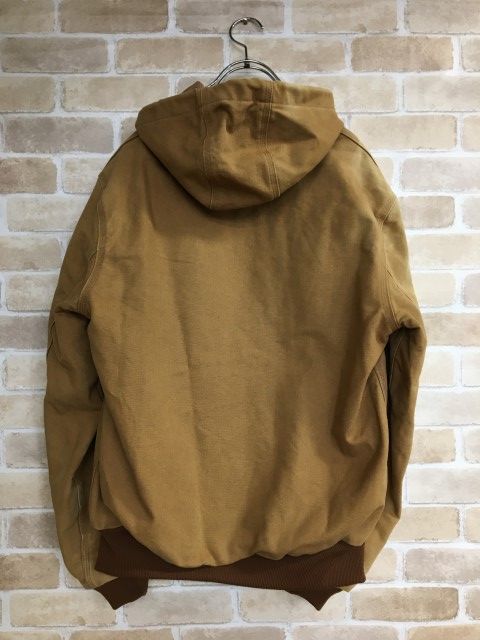 中古】 USA製 carhartt ｶｰﾊｰﾄ ﾀﾞｯｸｱｸﾃｨﾌﾞｼﾞｬｹｯﾄ J131-BRN ｻｰﾏﾙ ﾌｰﾄﾞ