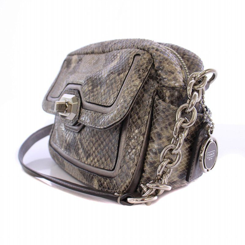 コーチ COACH ショルダーバッグ ターンロック チェーン パイソン