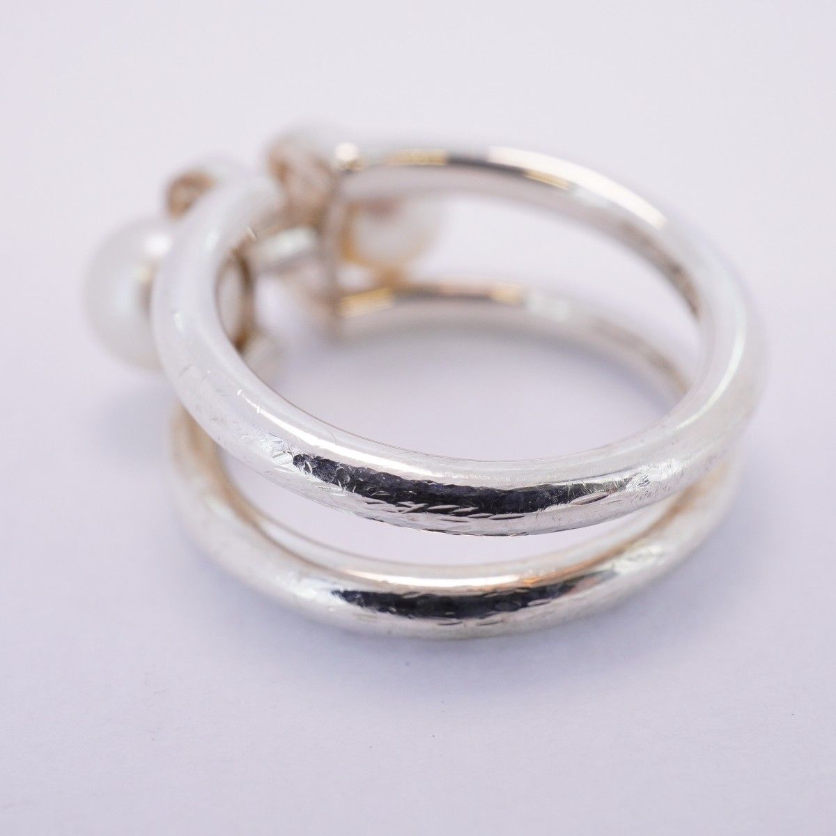 5jeb0382】ティファニー リング ハードウェア/ダブルパール シルバー  