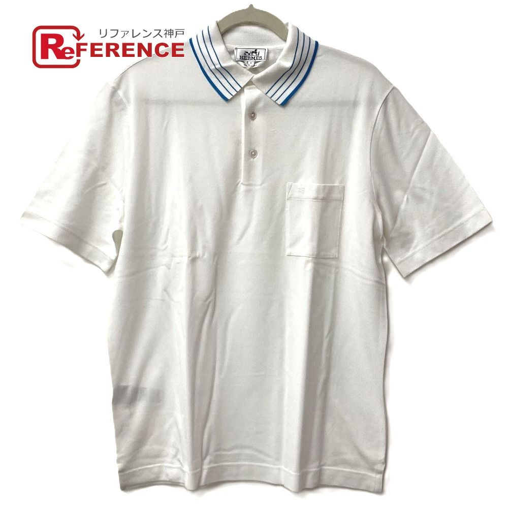 HERMES エルメス ポロシャツ Hロゴ ライン コットン ホワイト