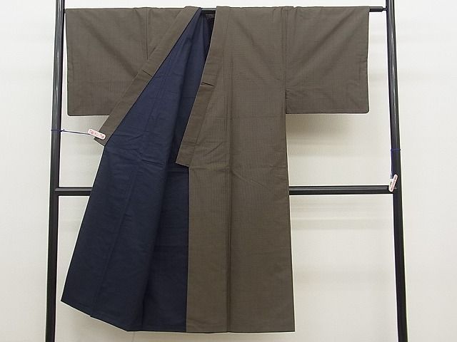 平和屋野田店■男性　紬　アンサンブル　亀甲文様　逸品　BAAF4018jr