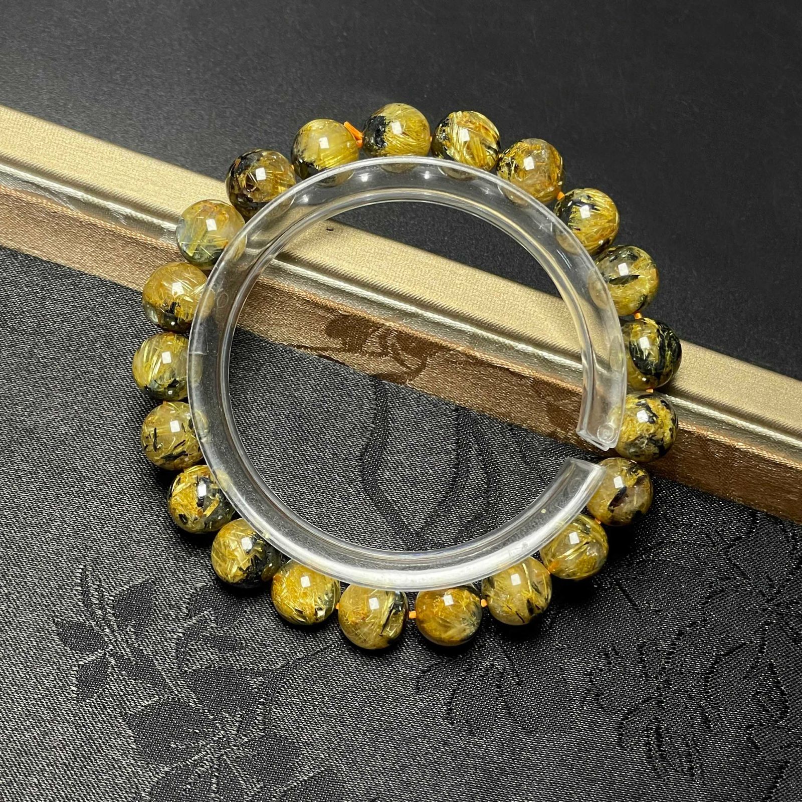 10 OFF 絶賛 EU製 太陽花タイチンルチル 黄金針水晶 金運 開運 ゴールド ブレスレット パワーストーン プレゼント1 8.8-9.3mm ZB9261