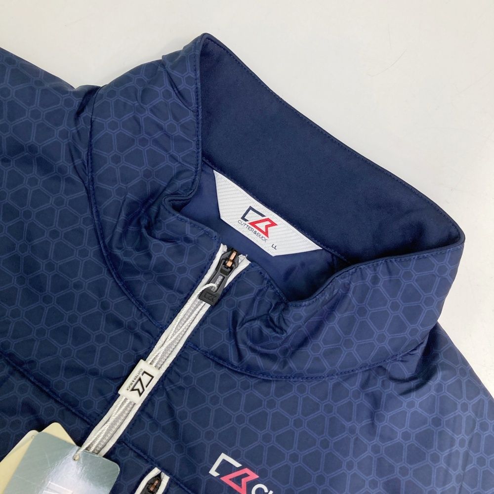 サイズ LL CUTTER-BUCK カッターアンドバック 長袖 中綿 ジップジャケット 総柄 ネイビー系 240101494078 ゴルフウェア メンズ ストスト LLC-HASEGAWATOSO_COM