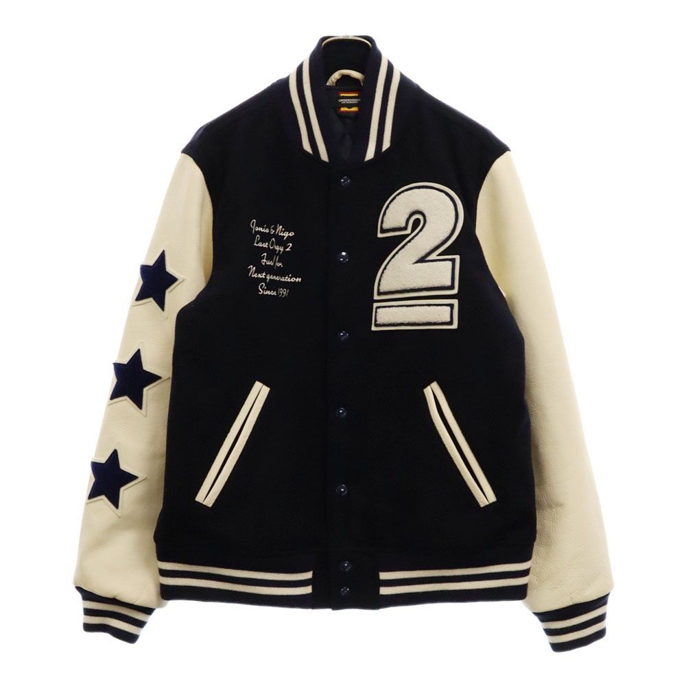 HUMAN MADE (ヒューマンメイド) ×UNDERCOVER LAST ORGY 2 VARSITY JACKET アンダーカバー ラストオージー刺繍  アームレザー切替 バーシティ スタジャン ジャケット XX24JK002 - メルカリ