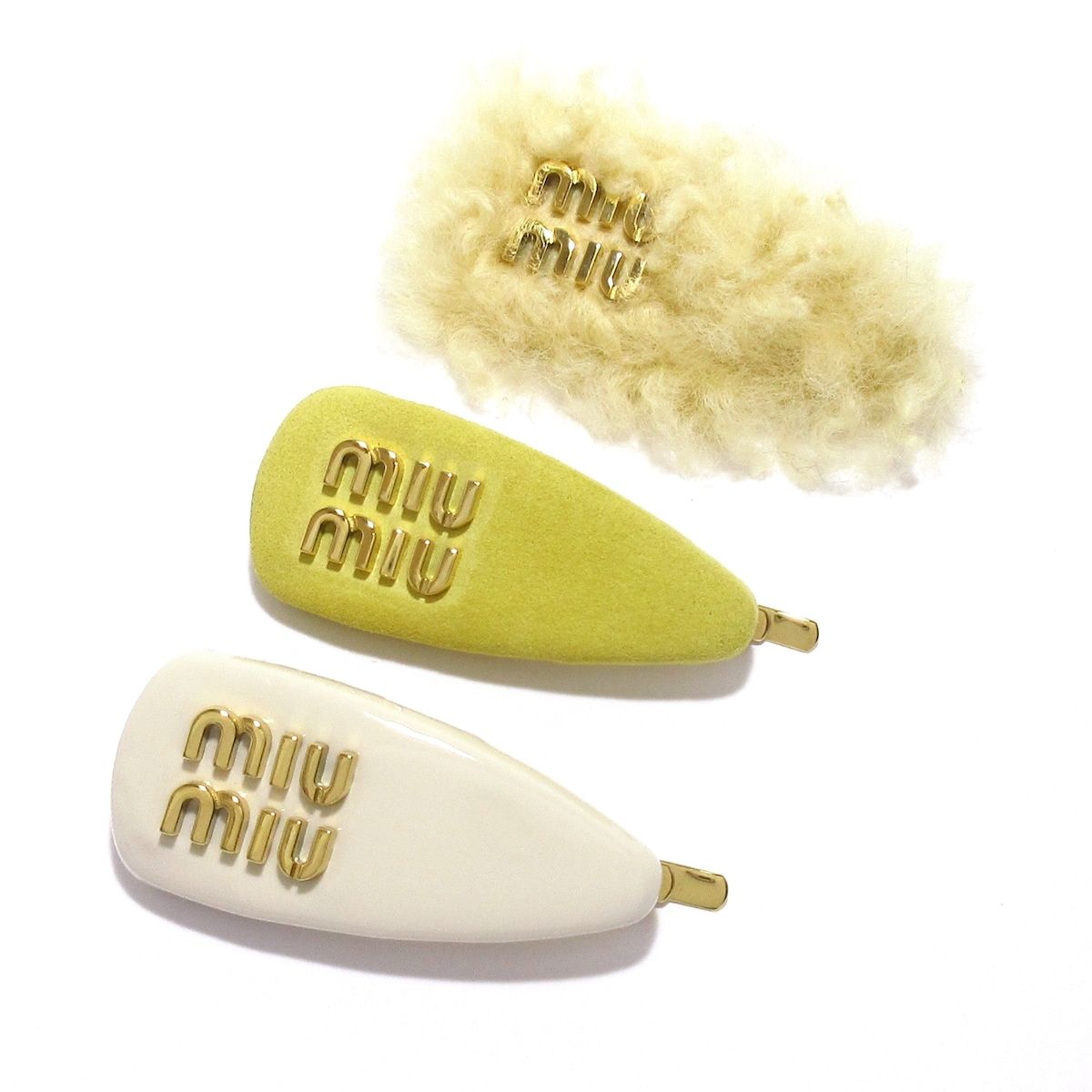 緑茶 MIU MIU ヘアピン アイボリー 緑茶 MIU MIU ヘアピン アイボリー