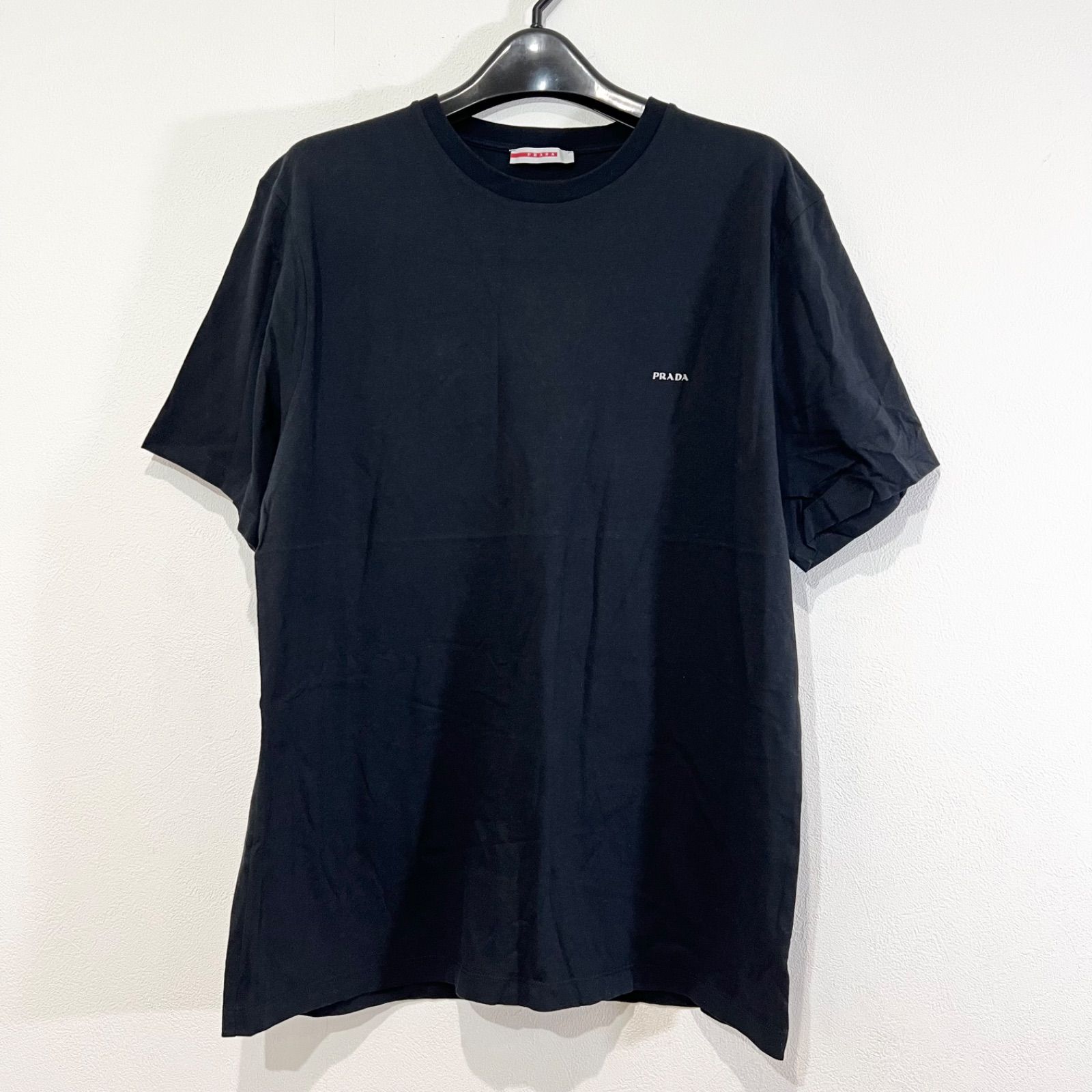 Z1082 PRADA プラダ 綿100 半袖 Tシャツ ブラック メンズ XLサイズ