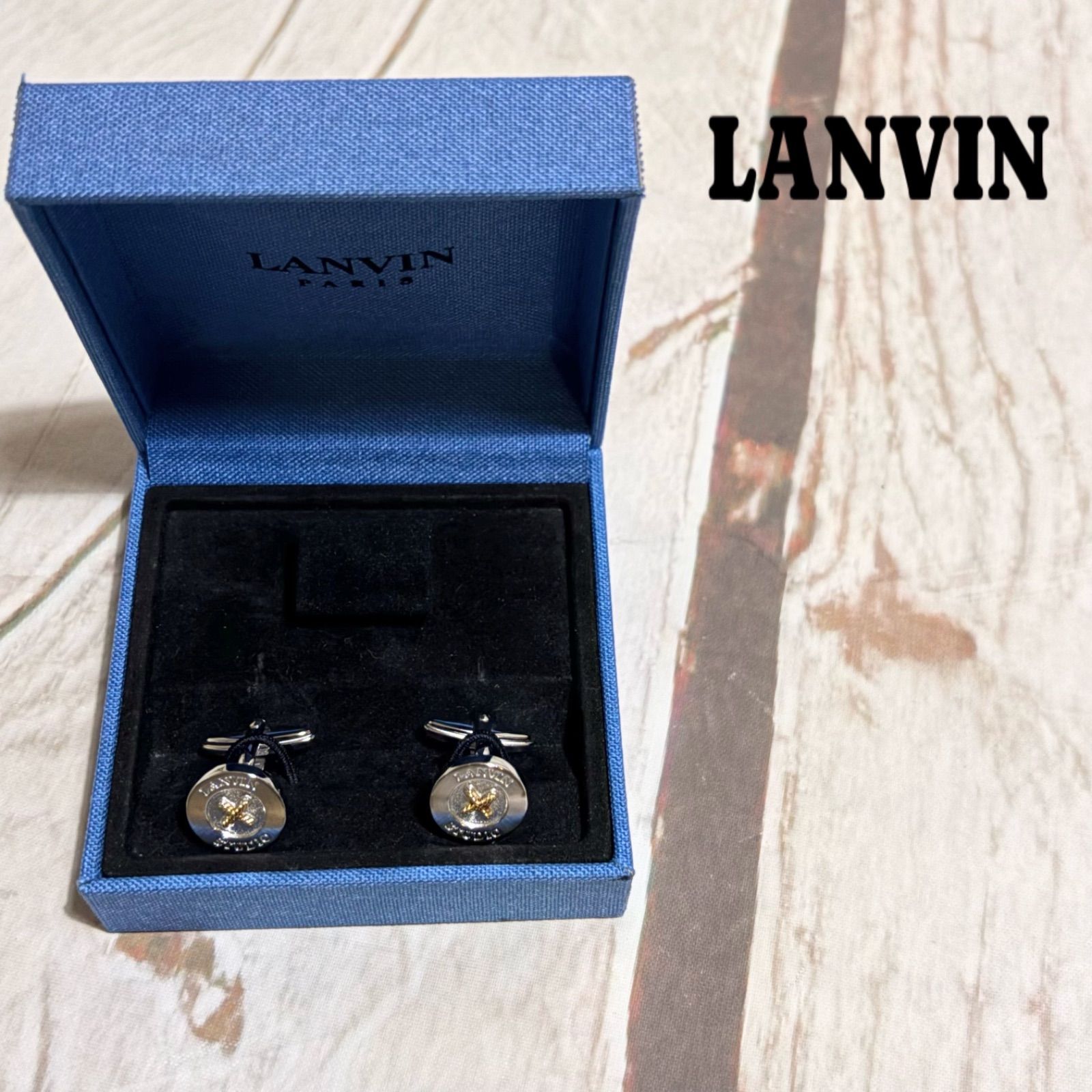 極美品】LANVIN ランバン カフリンクス カフスボタン グレー×ゴールド KS-11602 - メルカリ