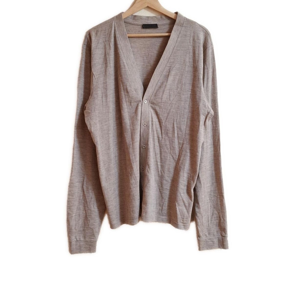 PRADA チャコールベージュ薄手の カーディガンXL