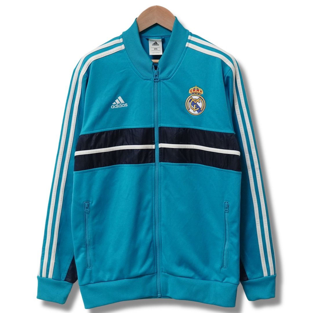 希少　アディダス　レアルマドリード　ジャージ　トラックジャケット　ズボン　ロゴ アディダス レアルマドリード トラックジャケット M ターコイズ