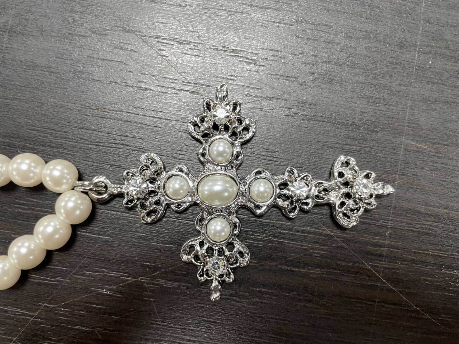 rosen kreuz (ローゼンクロイツ) pearl cross necklace フェイクパール