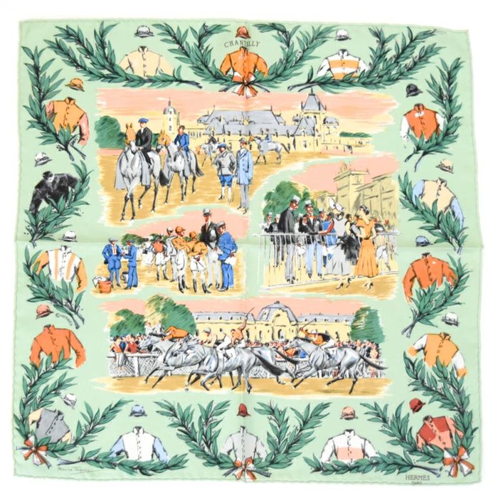 エルメス　HERMÈS プチカレ45 シルクシフォン　ミニスカーフ HERMES エルメス ミニスカーフ ミニバンダナ ハンカチ プチカレ