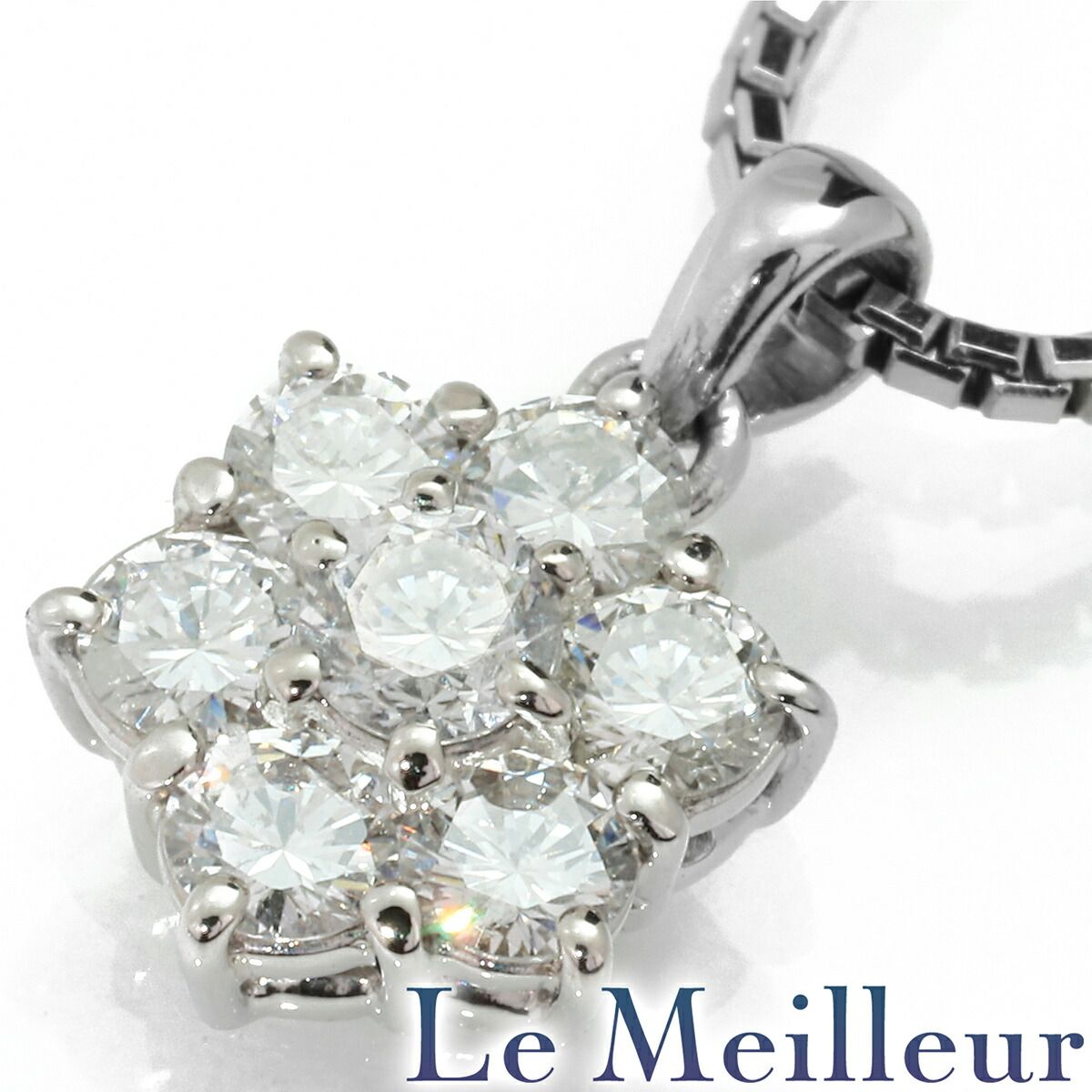フラワーモチーフペンダントネックレス ダイヤモンド 0.5ct Pt900 中古  