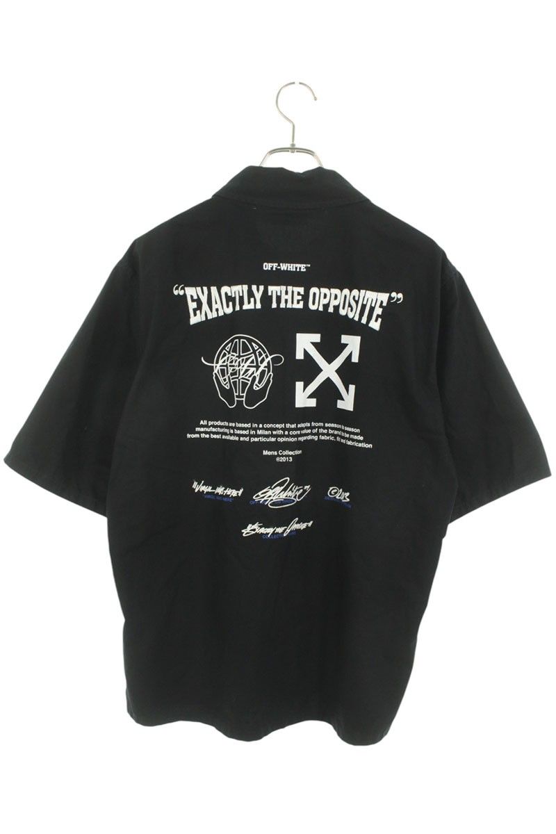 オフホワイト OMGG004S23FAB001 ロゴ刺繍コットン半袖シャツ メンズ L 