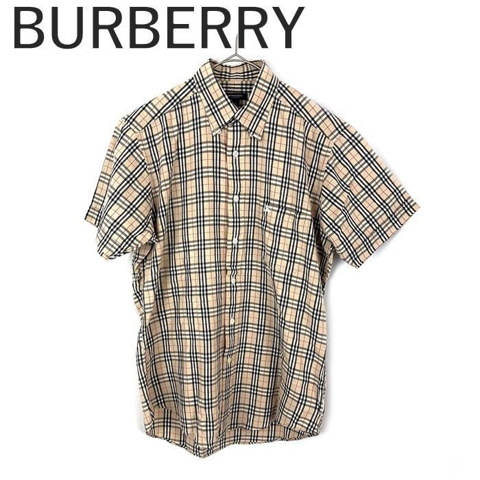 バーバリー BURBERRY 半袖シャツ チェック柄 定番 コットン ベージュ系