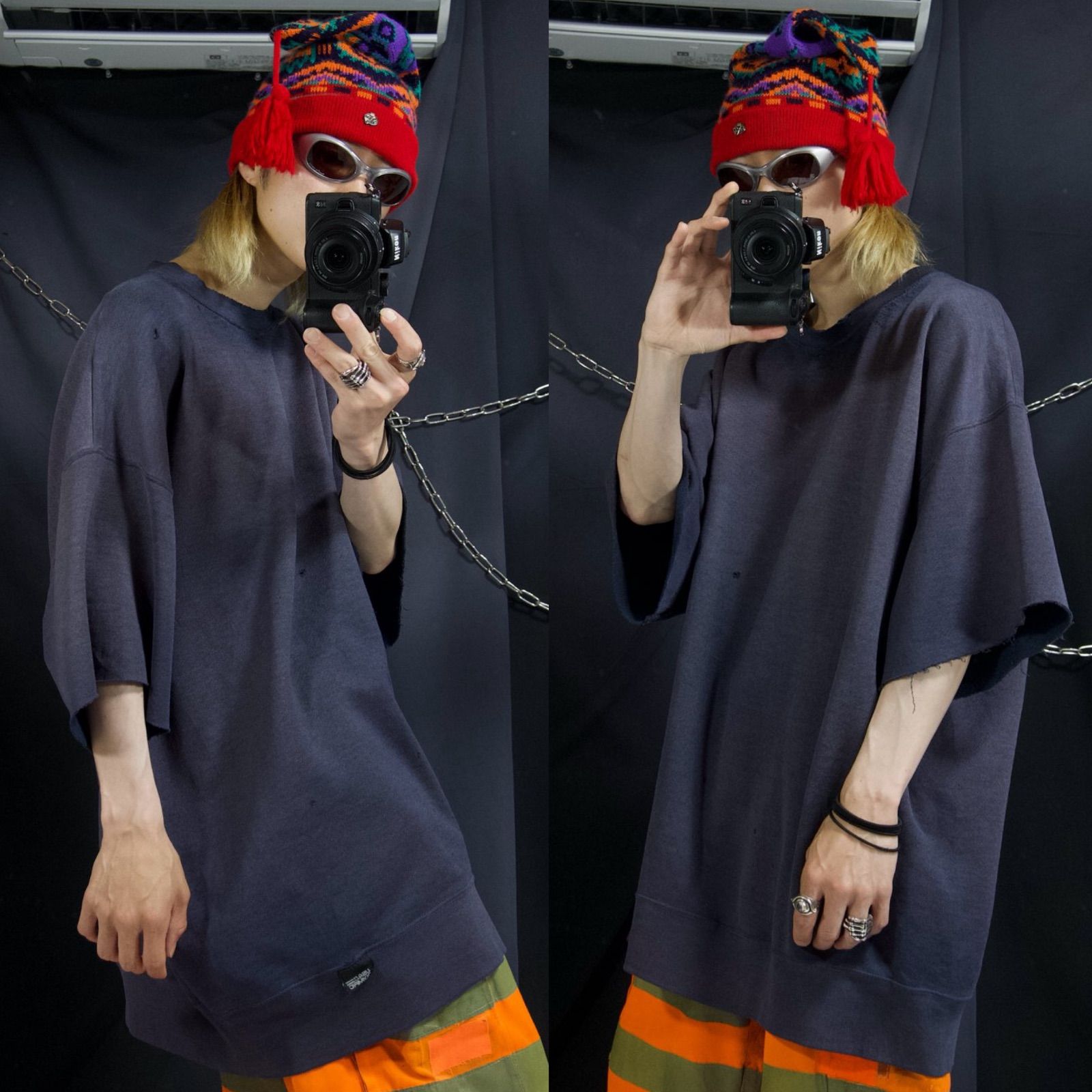 90s☆刺繍タグ☆USA製☆Reverse Weave☆鬼フェード襤褸sweat 90's