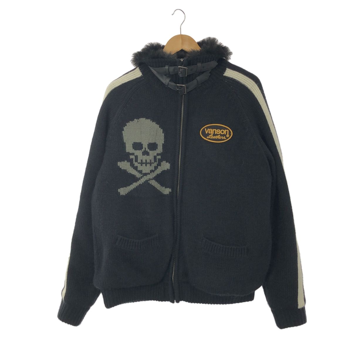 VANSON バンソン ニットジャケット ニットブルゾン カウチンニット XL