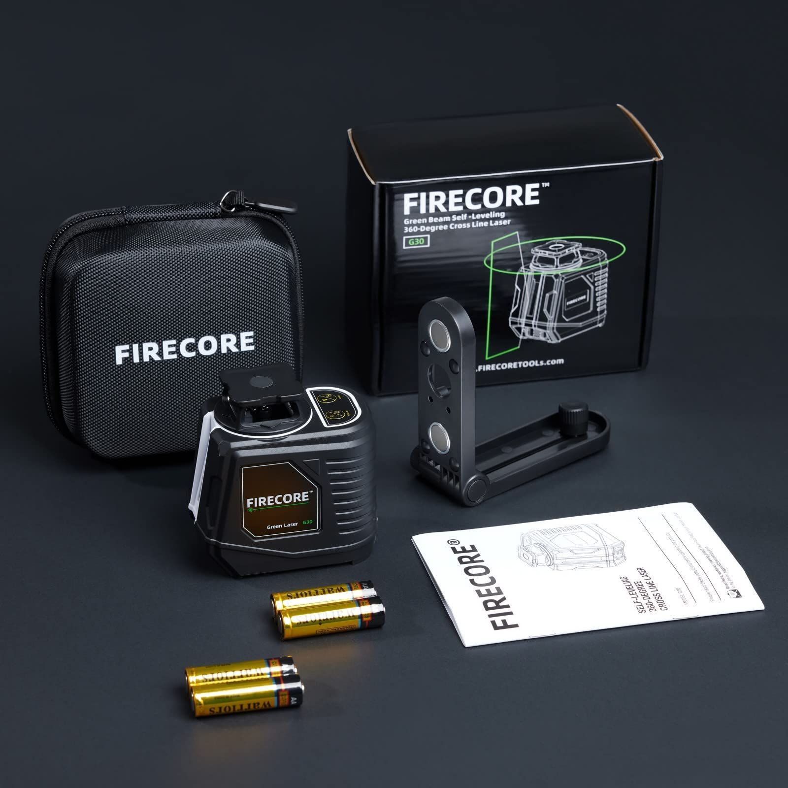 Firecore レーザー墨出し器 グリーンレーザー墨出し器 水平器 360°水平