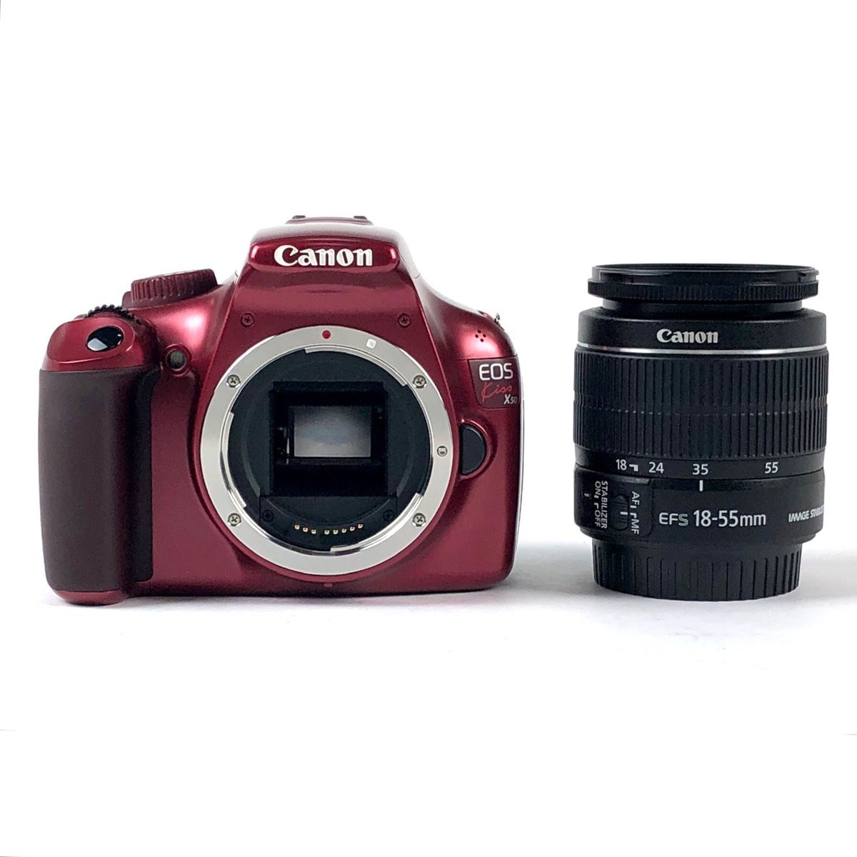 キヤノン Canon EOS Kiss X50 EF-S 18-55 IS II レンズキット レッド デジタル 一眼レフカメラ