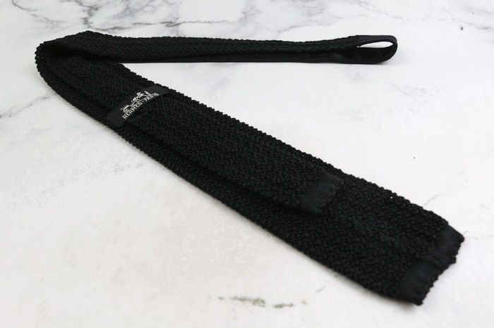 エルメス ブランド ネクタイ Hロゴ ニットタイ 無地 シルク PO メンズ