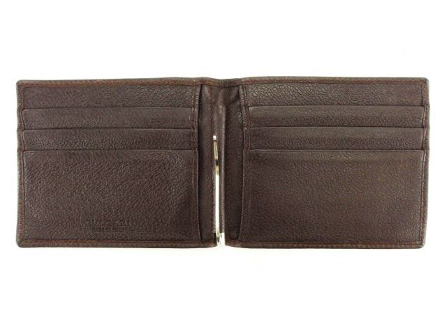 ブルガリ 二つ折り 札入れ 財布 マネークリップ ブラウン×シルバー