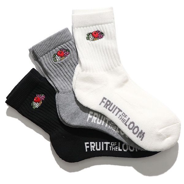 フルーツオブザルーム【FRUIT OF THE LOOM】16309000 フルーツロゴ刺繍クオーターソックス 靴下 23-25cm ショートソックス ハーフソックス ソックス レディース 3色セット