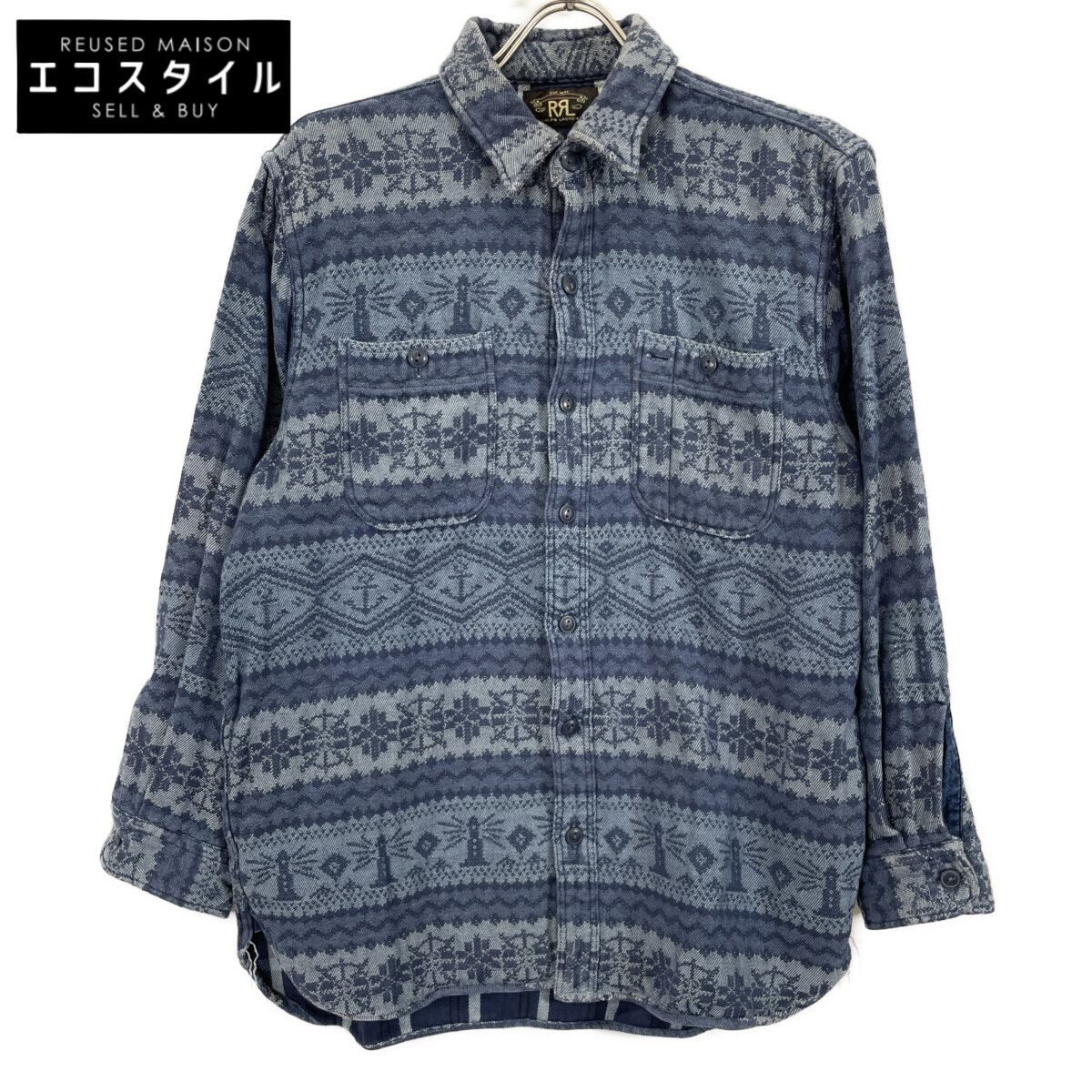 RRL ダブルアールエル ｲﾝﾃﾞｨｺﾞ ｺｯﾄﾝ ﾉﾙﾃﾞｨｯｸ ﾜｰｸｼｬﾂ M