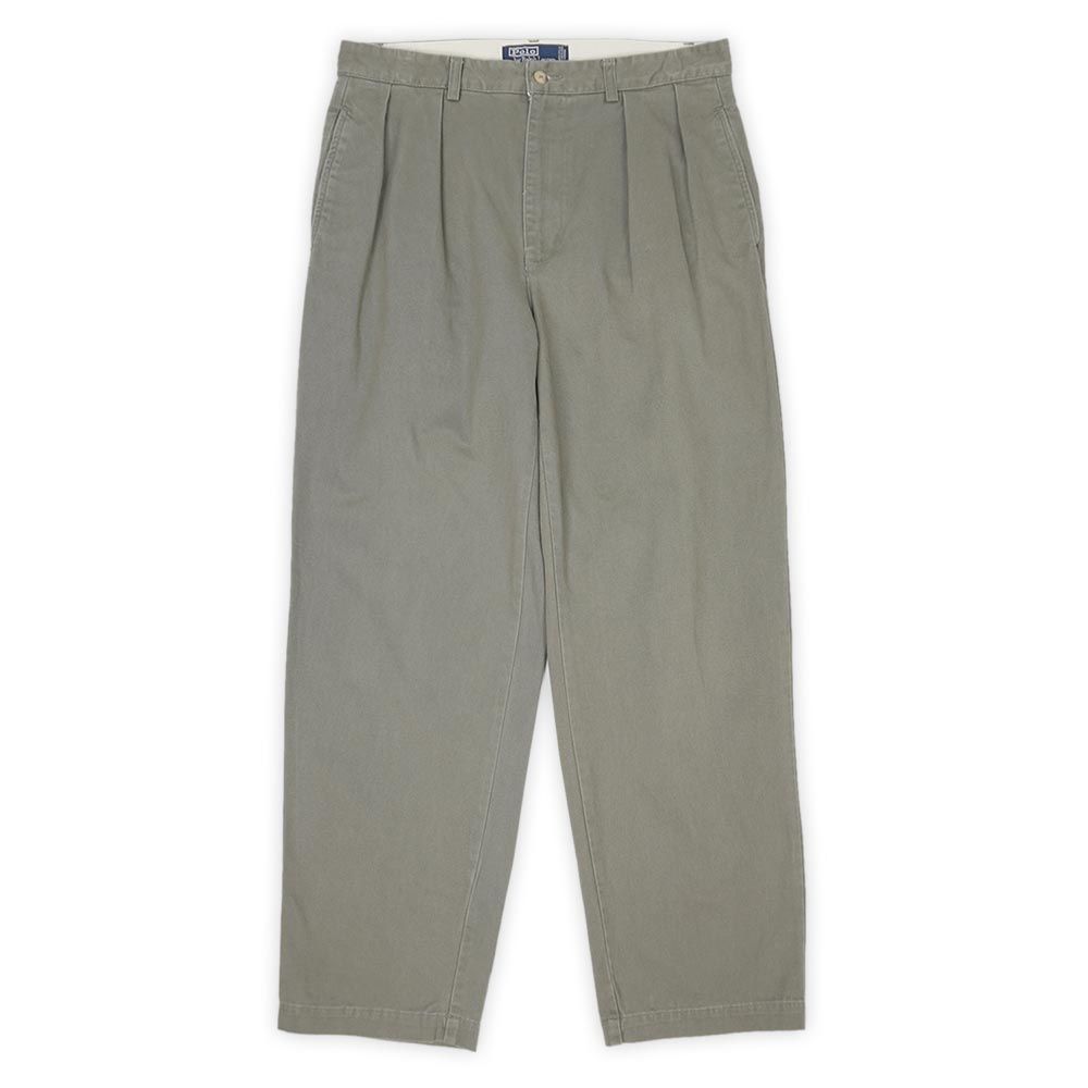 ポロラルフローレン POLO RALPH LAUREN 90s 90年代 2タック チノトラウザー ANDREW PANT ポロチノ USA ヴィンテージ アメリカ 古着 メンズ ズボン パンツ グレー 灰色 W33 L30【中古】