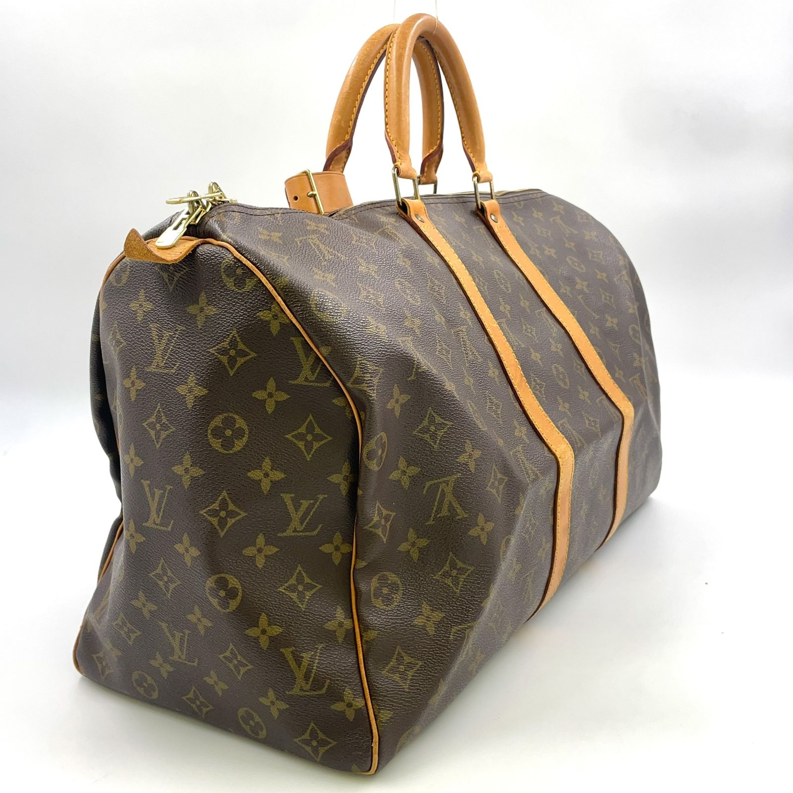 LOUIS VUITTON キーポル50 モノグラム モノグラム レザー×PVC ブラウン ボストンバッグ ゴールド M41426